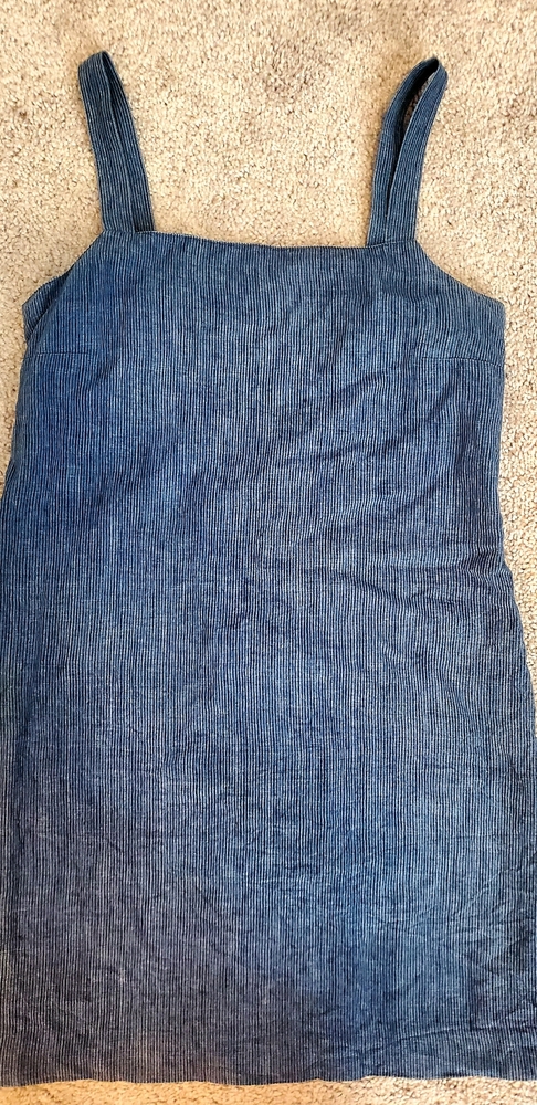 Blue Linen Stripped Dress Vintage 90s